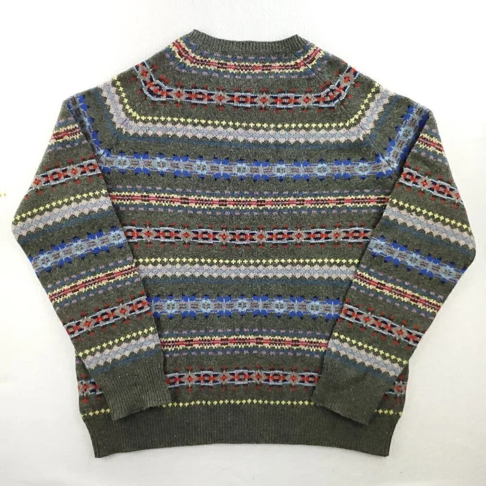 J. Crew Fair Isle Sweater 100% Lambswool Soft Multicolor Men's XL